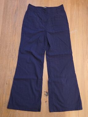 Maeve deep navy straight-leg Trousers